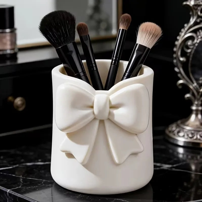 Organisateur de maquillage avec nœud – Rangement pour pinceaux et accessoires (1 pièce)