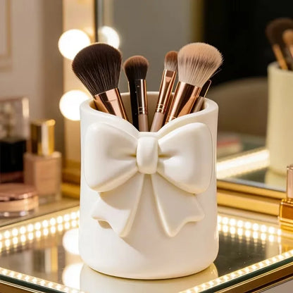 Organisateur de maquillage avec nœud – Rangement pour pinceaux et accessoires (1 pièce)