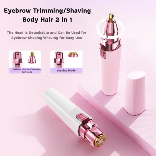 2 in 1 Electric Eyebrow Trimmer Painless Eye Brow Epilator For Women Makeup Mini Razors Portable Facial Hair Removal Shaver