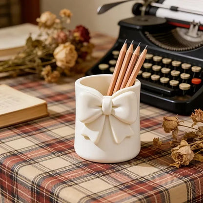 Organisateur de maquillage avec nœud – Rangement pour pinceaux et accessoires (1 pièce)