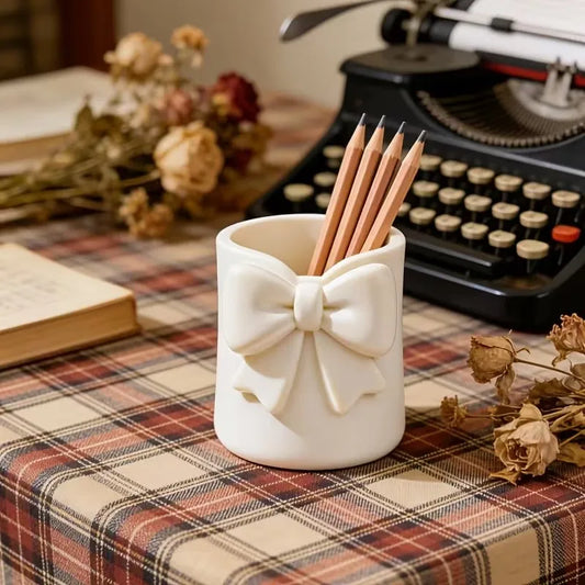 Organisateur de maquillage avec nœud – Rangement pour pinceaux et accessoires (1 pièce)