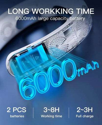 2026 New Wearable Air Conditioner USB Rechargeable Portable 3 Refrigeration Hanging Neck Fan Mute 6000mAh Outdoor Summer Cooler
