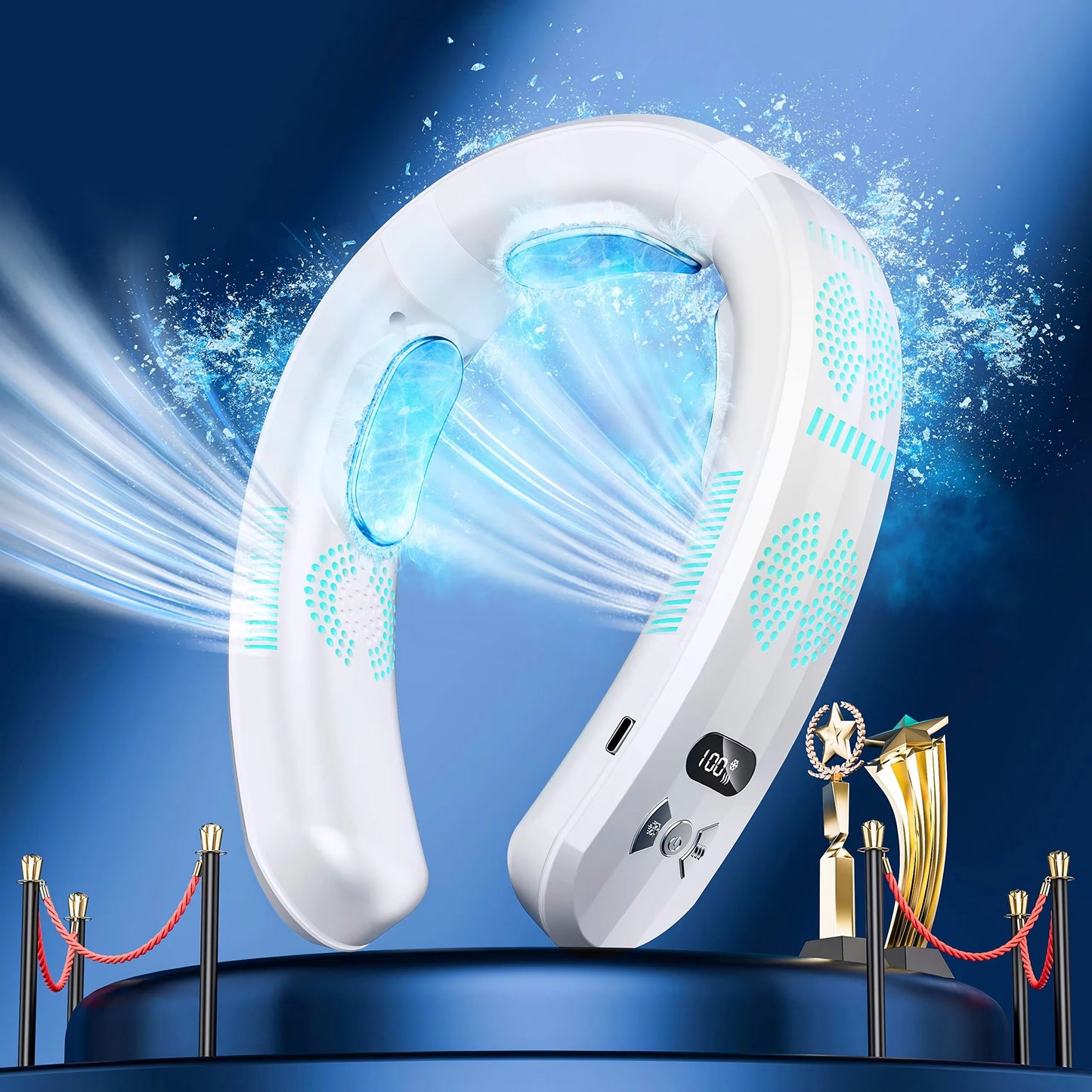 2026 New Wearable Air Conditioner USB Rechargeable Portable 3 Refrigeration Hanging Neck Fan Mute 6000mAh Outdoor Summer Cooler