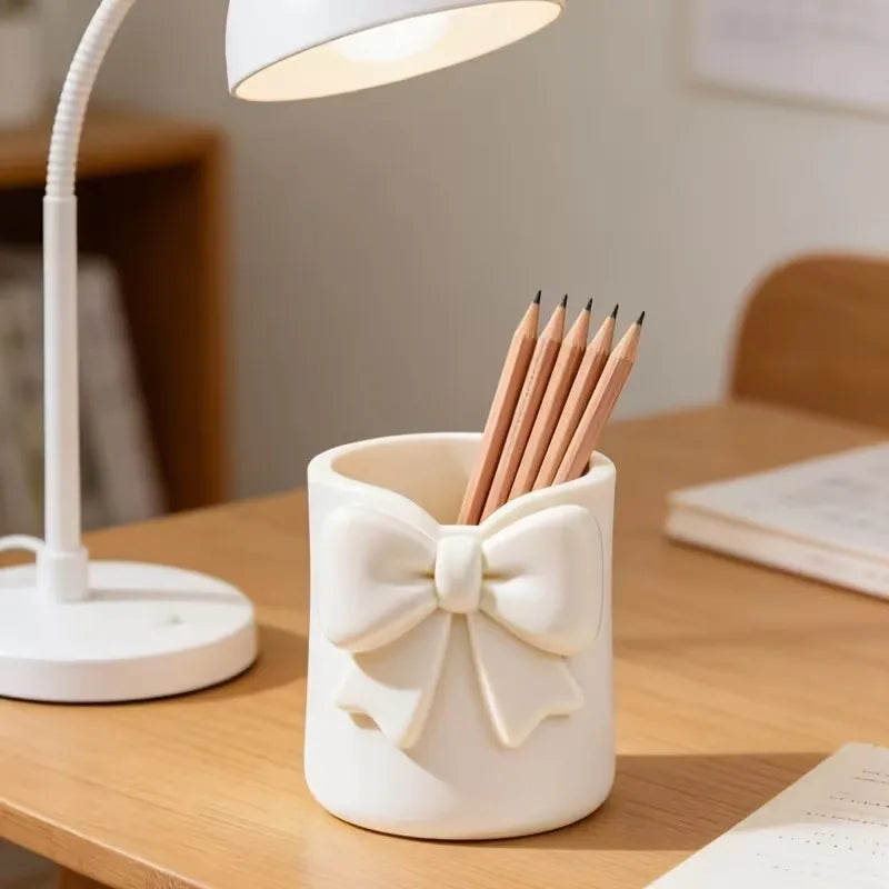 Organisateur de maquillage avec nœud – Rangement pour pinceaux et accessoires (1 pièce)