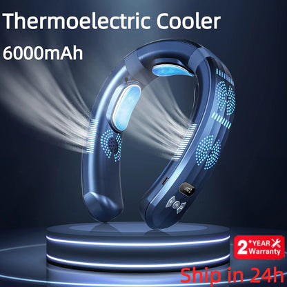 2026 New Wearable Air Conditioner USB Rechargeable Portable 3 Refrigeration Hanging Neck Fan Mute 6000mAh Outdoor Summer Cooler