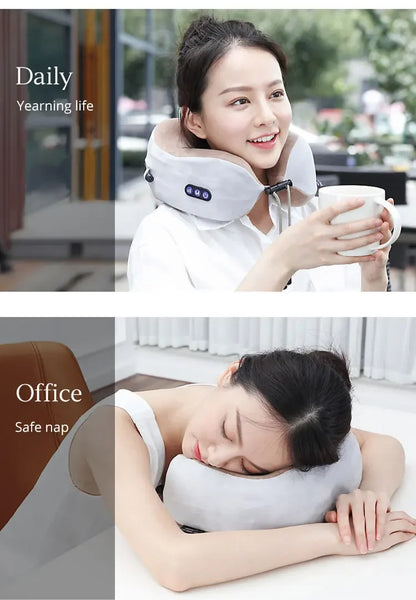 Multifunctional Portable Electric Neck Massager U-Shaped Pillow for Shoulder Cervical Relaxing Use at Home Car Or Outdoor