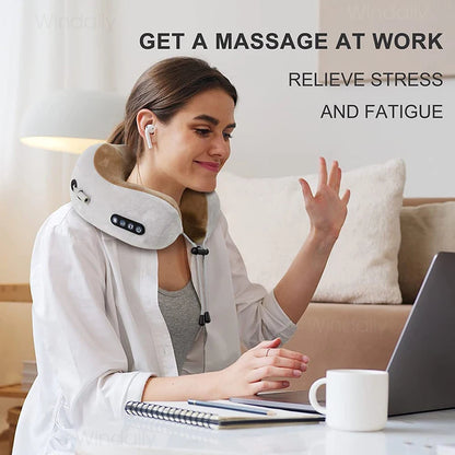 2025 Electric Neck Massager Vibration 3D Kneading Shiatsu Back Massage U Shaped Pillow For Shoulder Cervical Pain Relief Fatigue