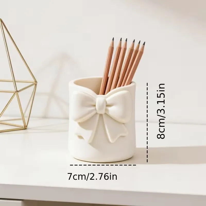 Organisateur de maquillage avec nœud – Rangement pour pinceaux et accessoires (1 pièce)
