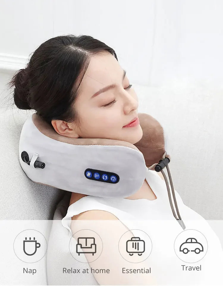 Multifunctional Portable Electric Neck Massager U-Shaped Pillow for Shoulder Cervical Relaxing Use at Home Car Or Outdoor