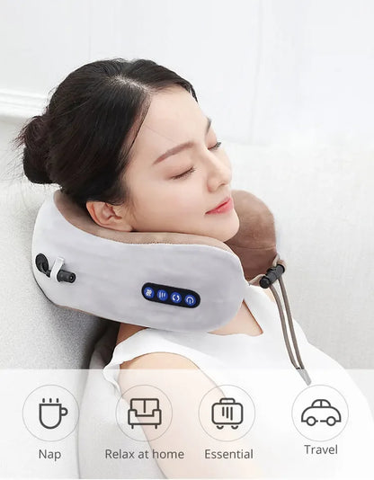 Multifunctional Portable Electric Neck Massager U-Shaped Pillow for Shoulder Cervical Relaxing Use at Home Car Or Outdoor